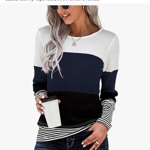 Elegant Navy and Black Long Sleeve Top